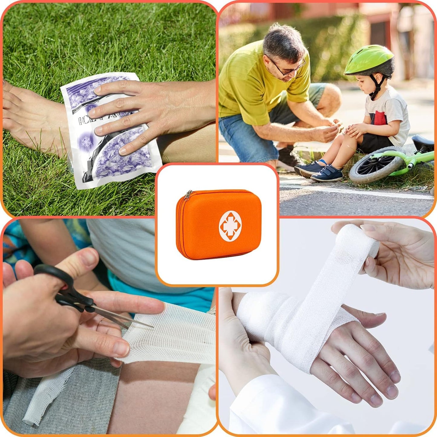 Car-Home Survival First-Aid Kit Emergency-Kit - Orange 273Piece Equipment Travel Supplies First Aid Set Home Essentials Camping Hiking YIDERBO