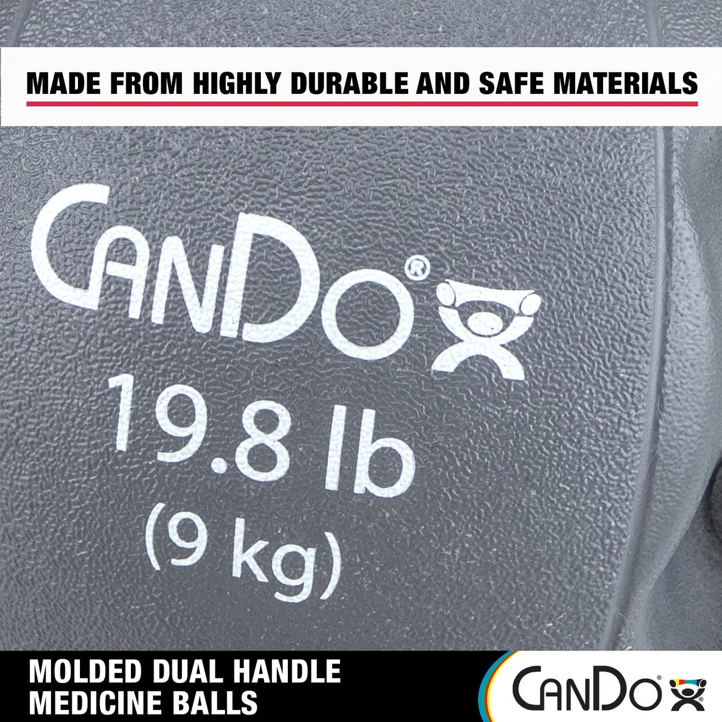 CanDo Molded Dual-Handle Medicine Ball for Strength Training, Core Workouts, Warmups, Cardio, and Plyometrics with Handles for Home and Clinic Use