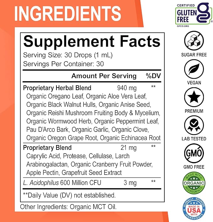 Candida Cleanse Detox for Women & Men - Organic Oregano Oil Drops, Caprylic Acid Black Walnut Wormwood Candi Support Supplement Kit - Natural Oral Anti Overgrowth Gut Balance Flora Complex Supplements