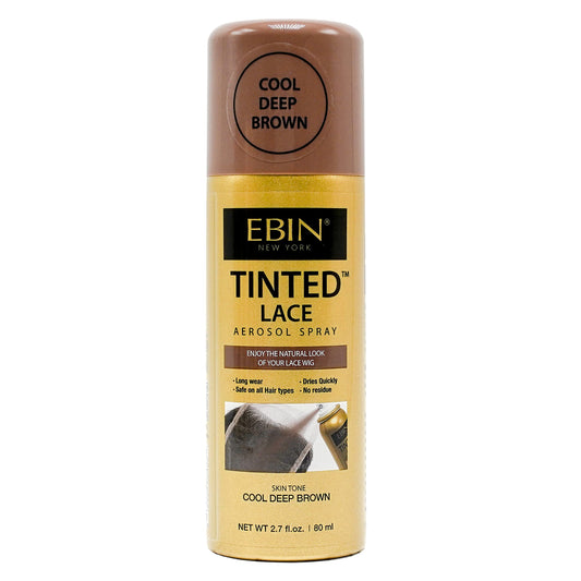 EBIN NEW YORK Tinted Lace Spray - Cool Deep Brown 2.7oz/ 80ml, Quick dry, Water Resistant, No Residue, High pigmentation, Even Spray, Matching Skin Tone, Natural Look, Tinted Spray for Wig
