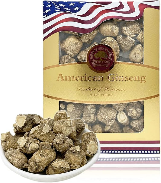 DOL Hand Selected Cultivated Wisconsin American Ginseng Pearl Ginseng 花旗参/西洋参 精选珍珠参 - in Box. (Medium 4oz/Box)