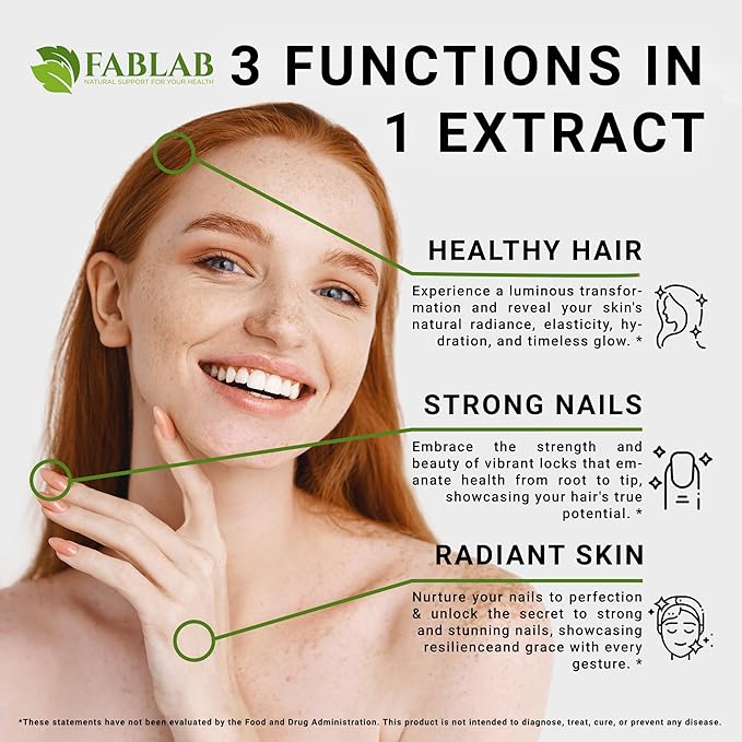 FabLab Biotin with Collagen, Keratin and Saw Palmett 25000msg Extract - Healthy Hair Skin & Nails for Adults, No Filler, No Stearate-Anti Aging Collagen Vitamins for Men & Women- 2 Fl Oz