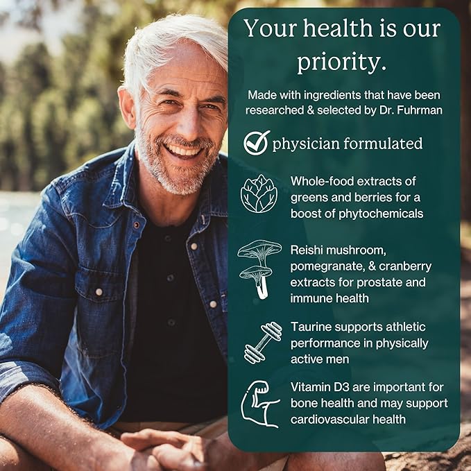 Dr. Fuhrman Daily Whole Food Multivitamin for Men - 120 Capsules, Vegan Formula for Optimal Health and Vitality, Specifically Designed for Men Over 50