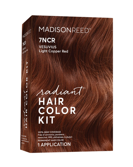 Madison Reed Radiant Hair Color Kit, Light Copper Red for 100% Gray Coverage, Ammonia-Free, 7NCR Vesuvius Red, Permanent Hair Dye, Pack of 1