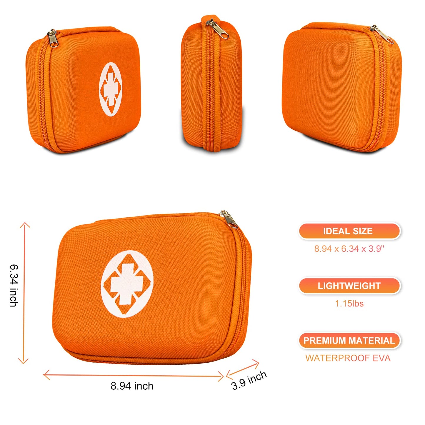 Car-Home Survival First-Aid Kit Emergency-Kit - Orange 273Piece Equipment Travel Supplies First Aid Set Home Essentials Camping Hiking YIDERBO