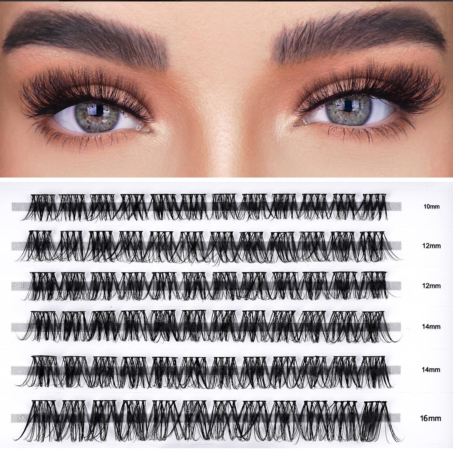 LANKIZ D Curl Individual Lashes, 72pcs DIY Lash Extensions, 10/12/14/16mm Mix Length Soft & Natural Cluster Eyelash Extensions