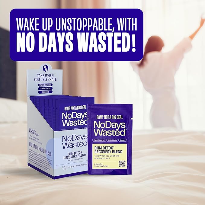 DHM Detox® - No Days Wasted® - New Look - Dihydromyricetin (DHM Supplement), Milk Thistle, Prickly Pear, B Vitamins, Hydration Electrolytes Blend-Take During Evening for Better Next Day and Recovery