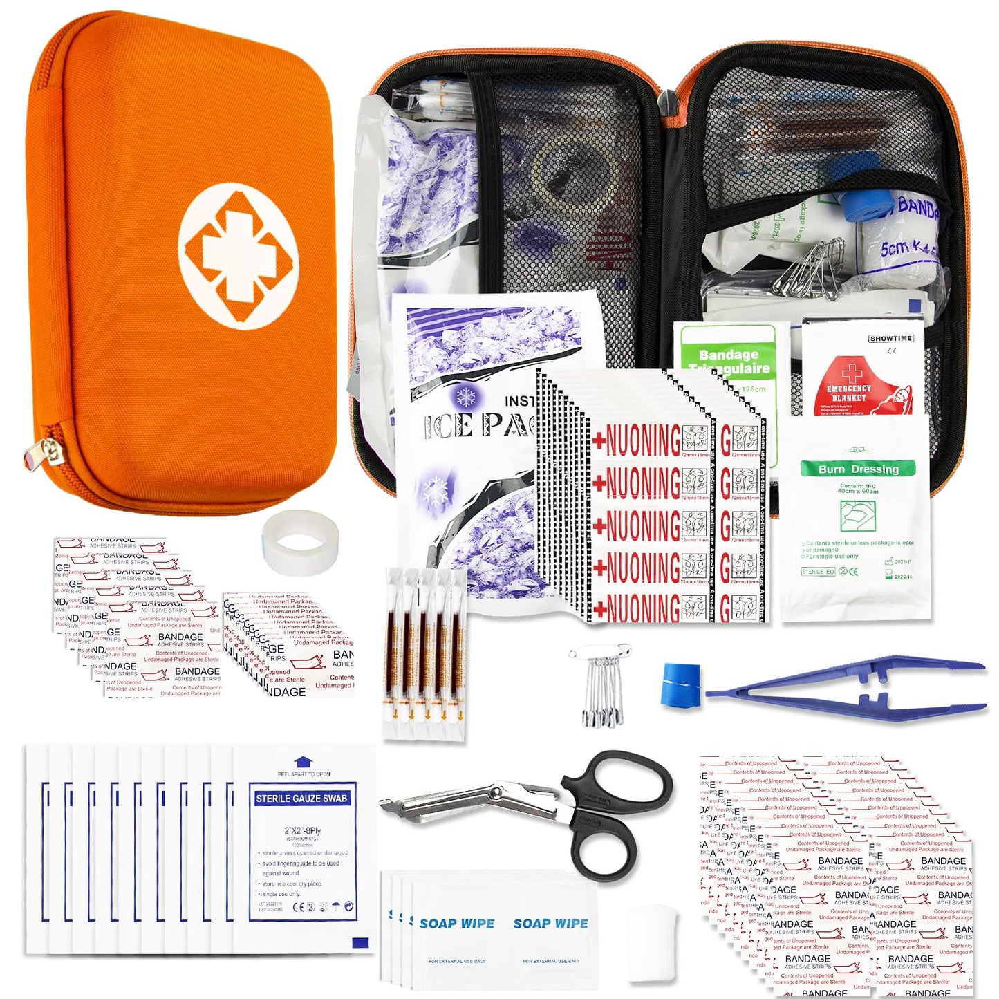 Car-Home Survival First-Aid Kit Emergency-Kit - Orange 273Piece Equipment Travel Supplies First Aid Set Home Essentials Camping Hiking YIDERBO
