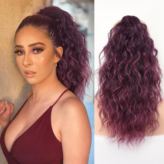 ORSUNCER Ponytail Extension Claw 18" Curly Pony Tail Clip in Claw Hair Extensions Fluffy Natural Looking Synthetic Hairpiece for Women