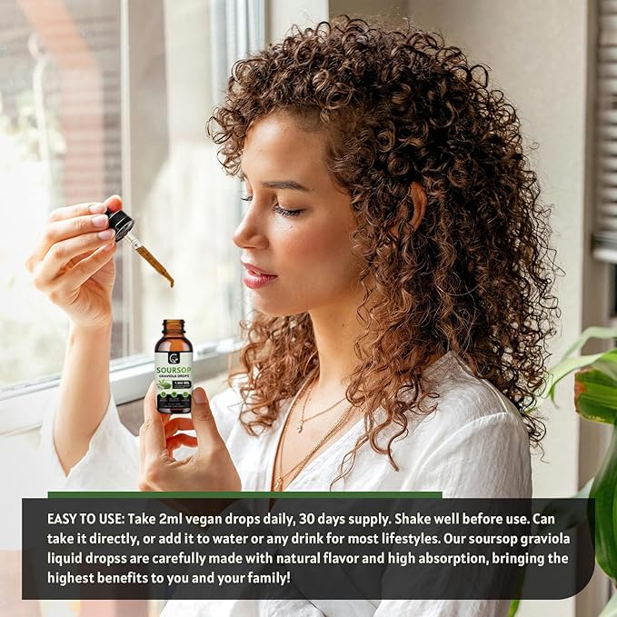 (2 Pack) Soursop Graviola Liquid Drops 1800mg, 98% Absorption Soursop Bitters Liquid for Cell Support & Regeneration, Immune Boost, Relax, Liver and Sleep, Herbal Goodness, Gluten Free, 1 Fl Oz