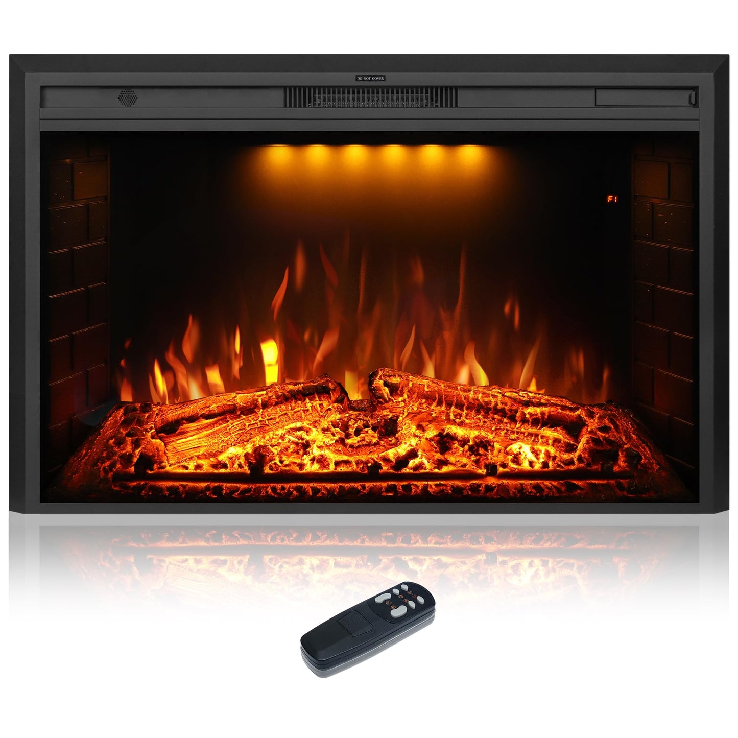 Dreamflame 50 inch Electric Fireplace, Wall Fireplace Electric with Remote Control, Realistic Log and Crackling Sound, Overheating Protection and Timer, 750/1500W Black