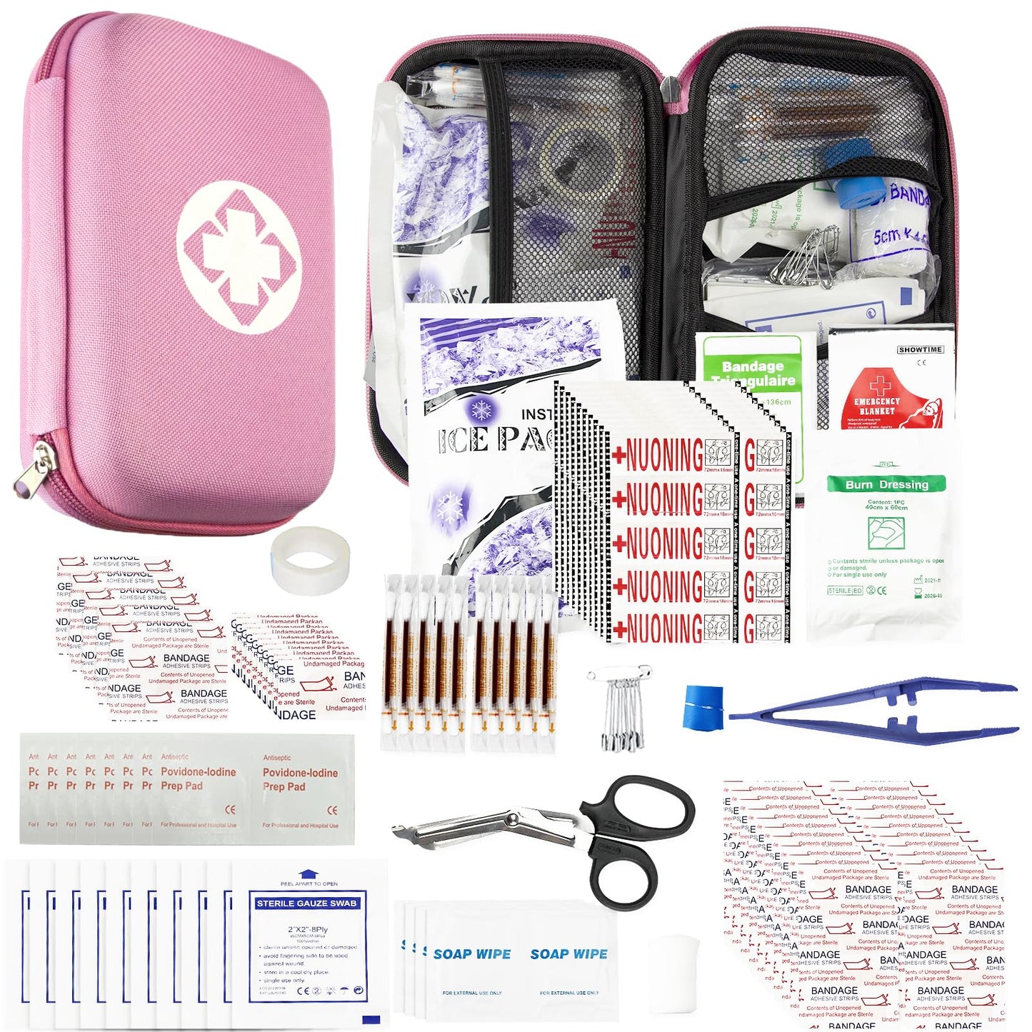 Car-Home Survival First-Aid Kit Emergency-Kit - Pink 273Piece Equipment Travel Supplies First Aid Set Home Essentials Camping Hiking YIDERBO