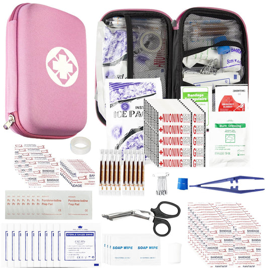 Car-Home Survival First-Aid Kit Emergency-Kit - Pink 273Piece Equipment Travel Supplies First Aid Set Home Essentials Camping Hiking YIDERBO