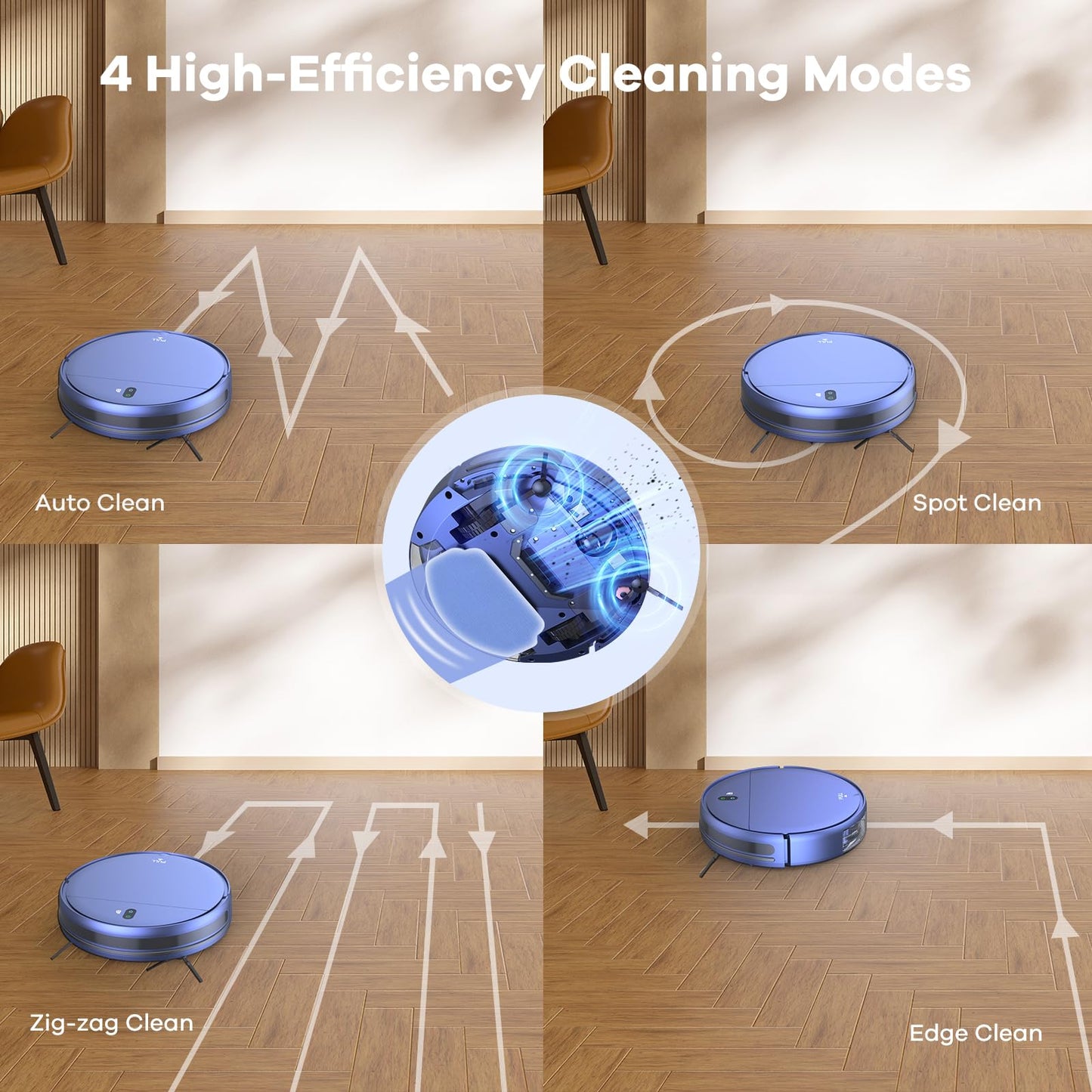ZCWA Robot Vacuum and Mop Combo,2.4GHz WiFi/APP Aspiradora Robot,4 Cleaning Mode Automatic Vacuum Robot,Self-Charging Robotic Vacuums for Pet Hair