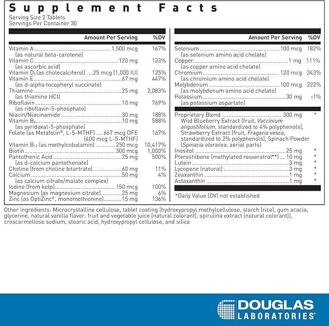 Douglas Laboratories Ultra Preventive 2 Daily | Multivitamin and Mineral Supplement to Support Energy Production, Immune Function, and Overall Health* | 60 Tablets
