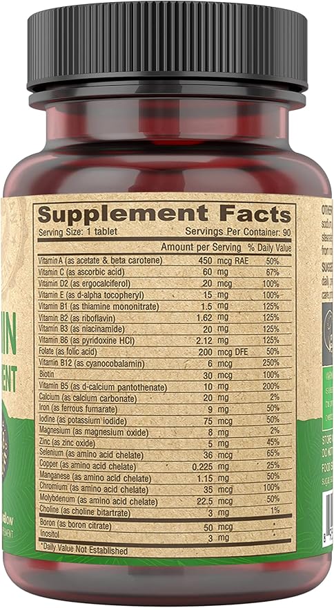 DEVA Vegan Multivitamin for Women & Men with Iron, Vitamin C, E, B Complex Vitamins, Zinc, 90 Tiny Tablets