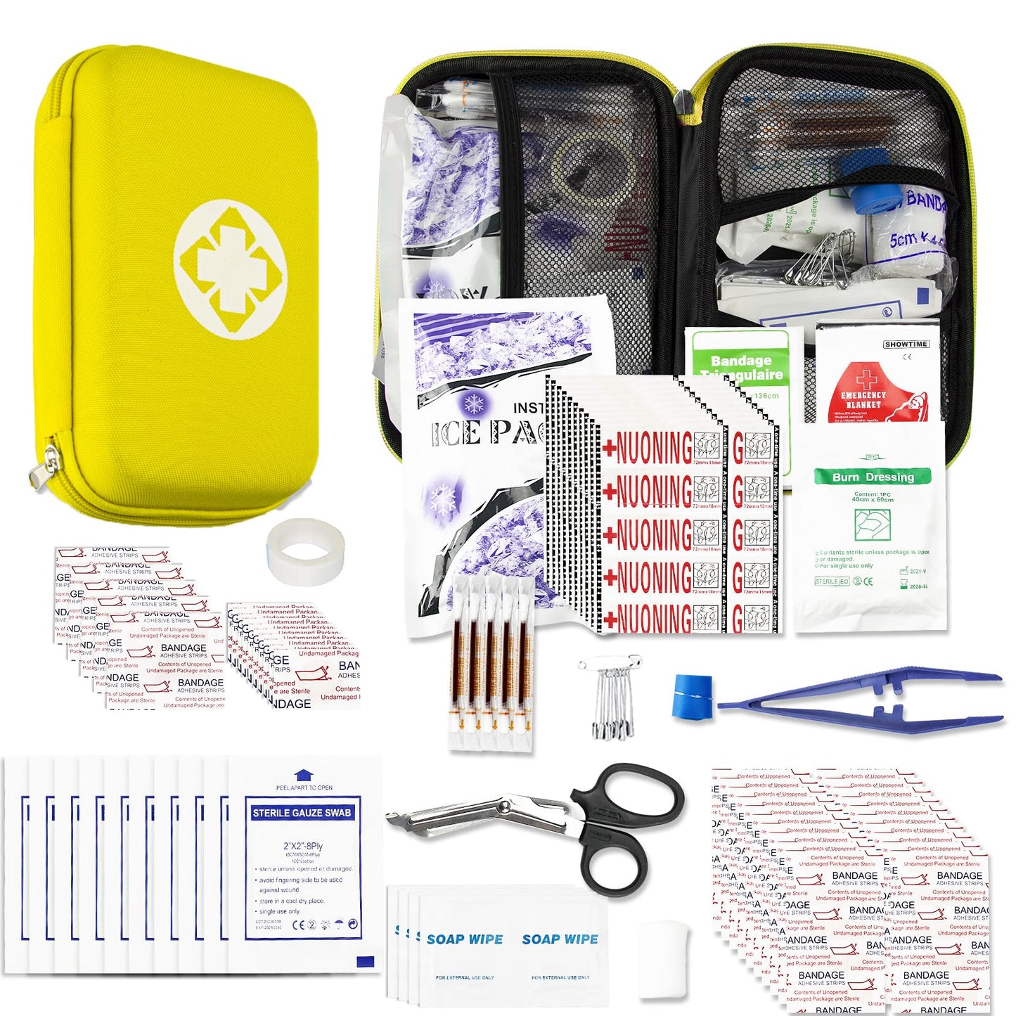 Car-Home Survival First-Aid Kit Emergency-Kit - Yellow 273Piece Equipment Travel Supplies First Aid Set Home Essentials Camping Hiking YIDERBO