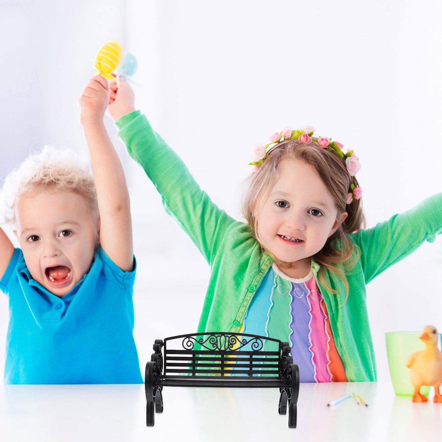 DEMACRIO Miniature Bench Ornamental 2Pack For Garden Ornament Indoor Decoration