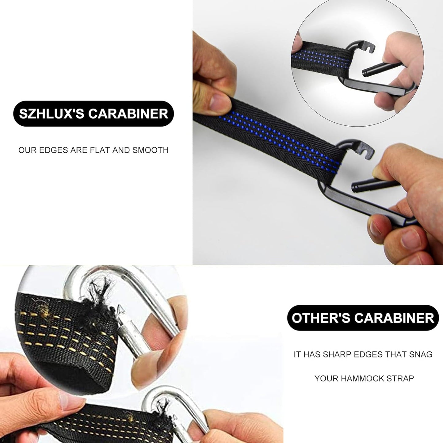 DZORUN Hammock Straps for Trees Set of Two 10ft with 11 Loops 2 Carabiners Essential Hammock Accessories Camping Hammock Tree Straps Set tree swing straps