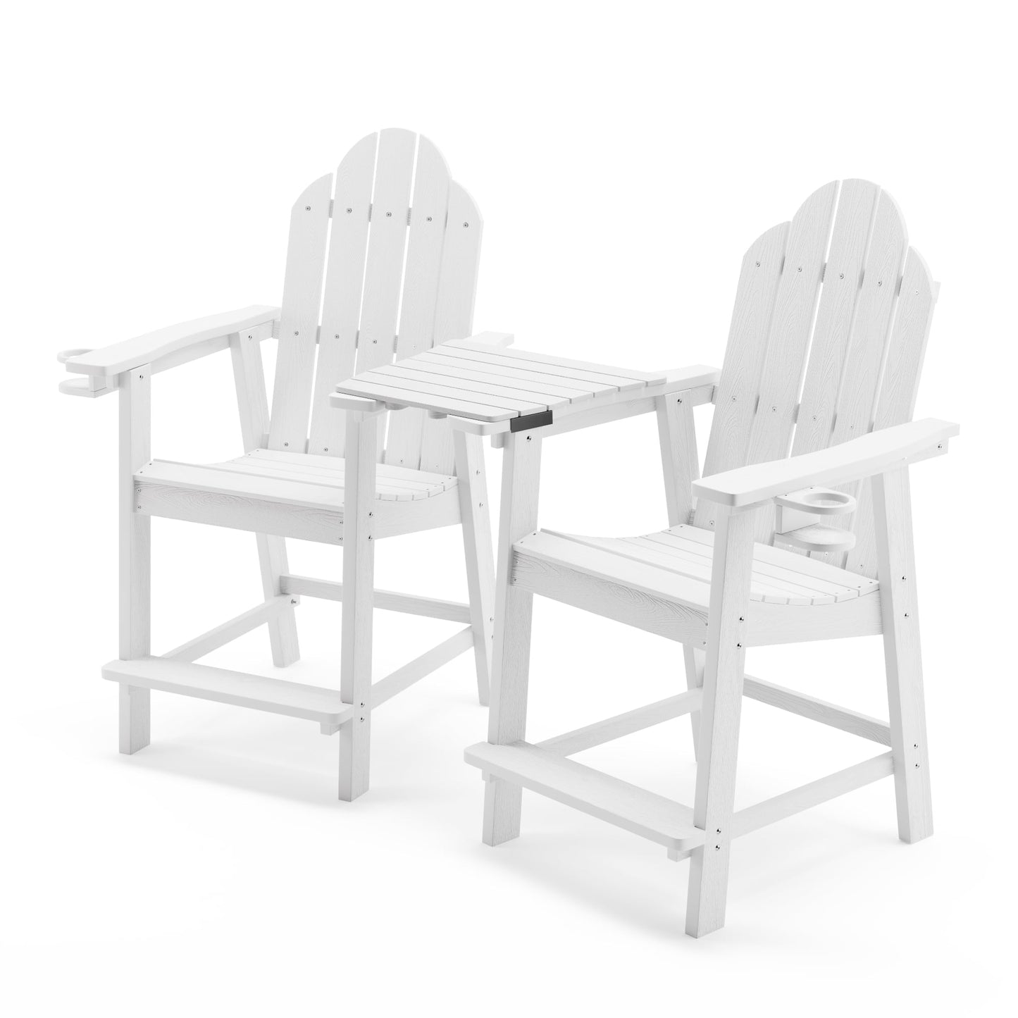 Dycanpo Tall Adirondack Chairs Set of 2,Patio Garden Eco-Friendly Chair with Cup Holder,White