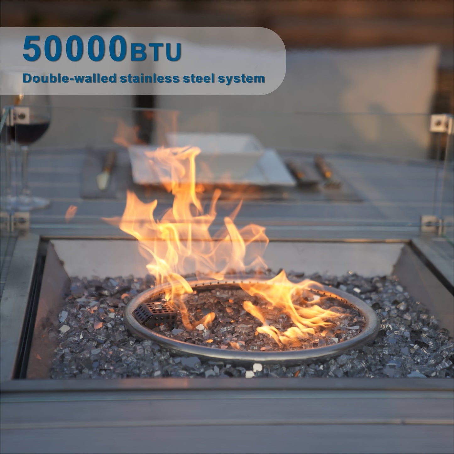 Direct Wicker 8-Seat Round Patio Fire Pit Dining Table (Table Only), Grey