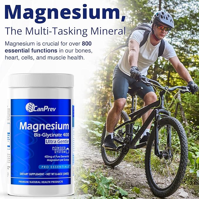 CanPrev Magnesium Bisglycinate 400 Ultra Gentle Powder 240g 48 Servings, 400mg Elemental Magnesium Per Scoop, Supports Restful Nights, Muscle Function, Gentle on Digestion, Vegan, Non-GMO, Gluten-Free