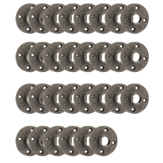 3/4" Heavy Duty Floor Flange, Home TZH 30 Pack Malleable iron Pipe Flange for Industrial vintage style, Flanges with Threaded Hole for DIY Project/Furniture/Shelving Decoration (30, 3/4")