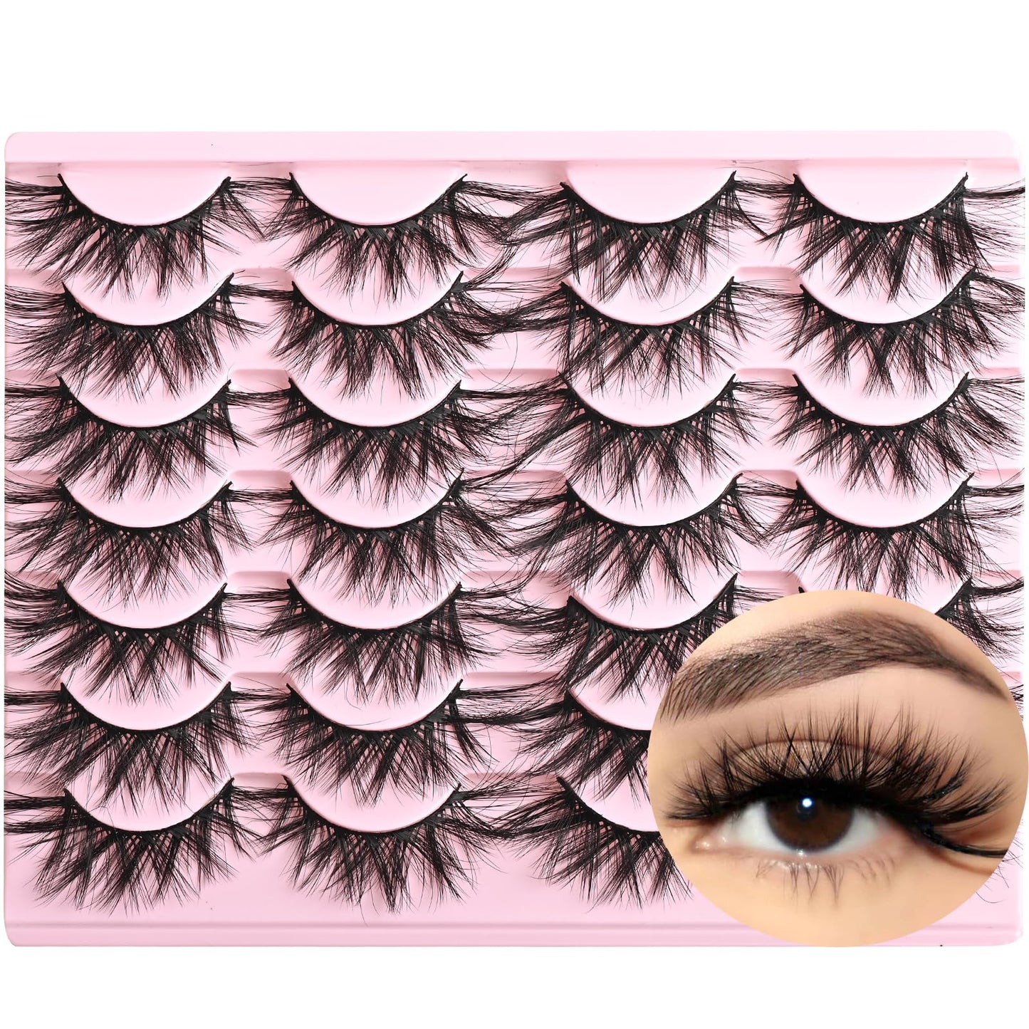 FARRED Cat Eye Lashes Wispy Fluffy False Eyelashes 14 Pairs Fake Eyelashes Natural Look Short Natural Lashes Cat Eye Lash Wispy Volume Eyelash (F22 | 6-15mm)