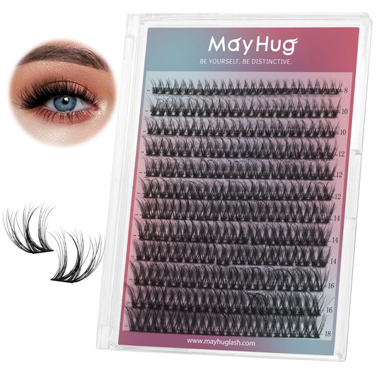 Mayhug Cluster Lashes, Mink Fake Eyelashes 3D Volume Lashes, 144 Pcs Natural Eyelashes Mixed 8-18mm, DIY Cluster Eyelash Extensions at Home, D Curl Lash Clusters Soft & Lightweight (Dreamy)