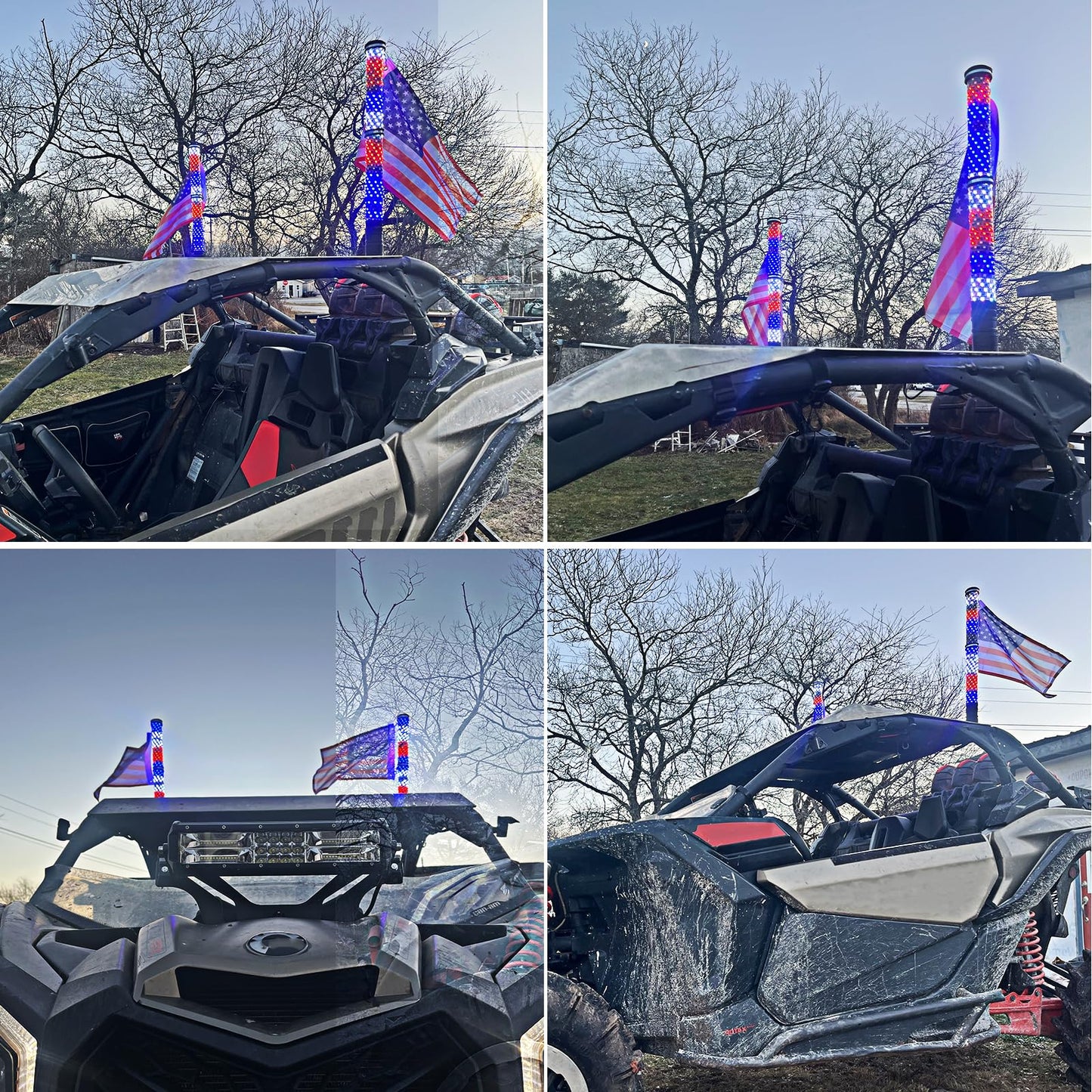 DREAMOTOR Whip Lights, 2Pcs 3FT Fat Spiral RGB LED Whip Lights for Side by Side with Wireless Remote and APP Control, RGB Chasing Lighted Antenna Whips for UTV ATV Truck Polaris Dune Buggy RZR Can-Am