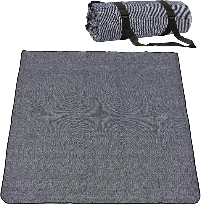 Large Outdoor Blanket, 80'' x 80'' Waterproof Soft Picnic Blanket for Park, Foldable Beach Blanket with Carry Strap, Portable Picnic Mat for Family, Friends Outdoor Together (Grey)