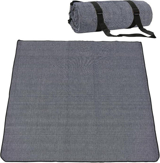 Large Outdoor Blanket, 80'' x 80'' Waterproof Soft Picnic Blanket for Park, Foldable Beach Blanket with Carry Strap, Portable Picnic Mat for Family, Friends Outdoor Together (Grey)