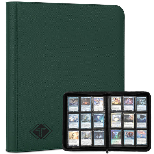 Card Binder for Trading Card 9 Pocket, TiopLior Zip MTG Card Binder with 432 Side Loading Pocket, Card Album Fit for TCG Baseball Football Sports Card, Easy to Insert Card Collection Binder (green)