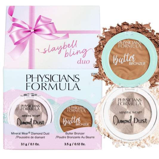 Physicians Formula Slaybell Bling Duo - Butter Bronzer & Diamond Dust Holiday Gift Set, Murumuru Butter Infused for a Radiant Glow, Cruelty Free & Vegan