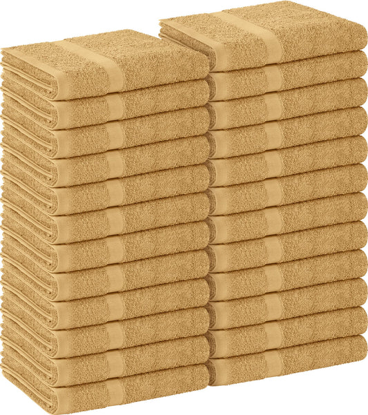 Utopia Towels, Salon Towel, Pack of 24, Not Bleach Proof, 16 by 27 Inches, Highly Absorbent Cotton Towels for Hand, Gym, Beauty, Spa, and Home Hair Care, Beige