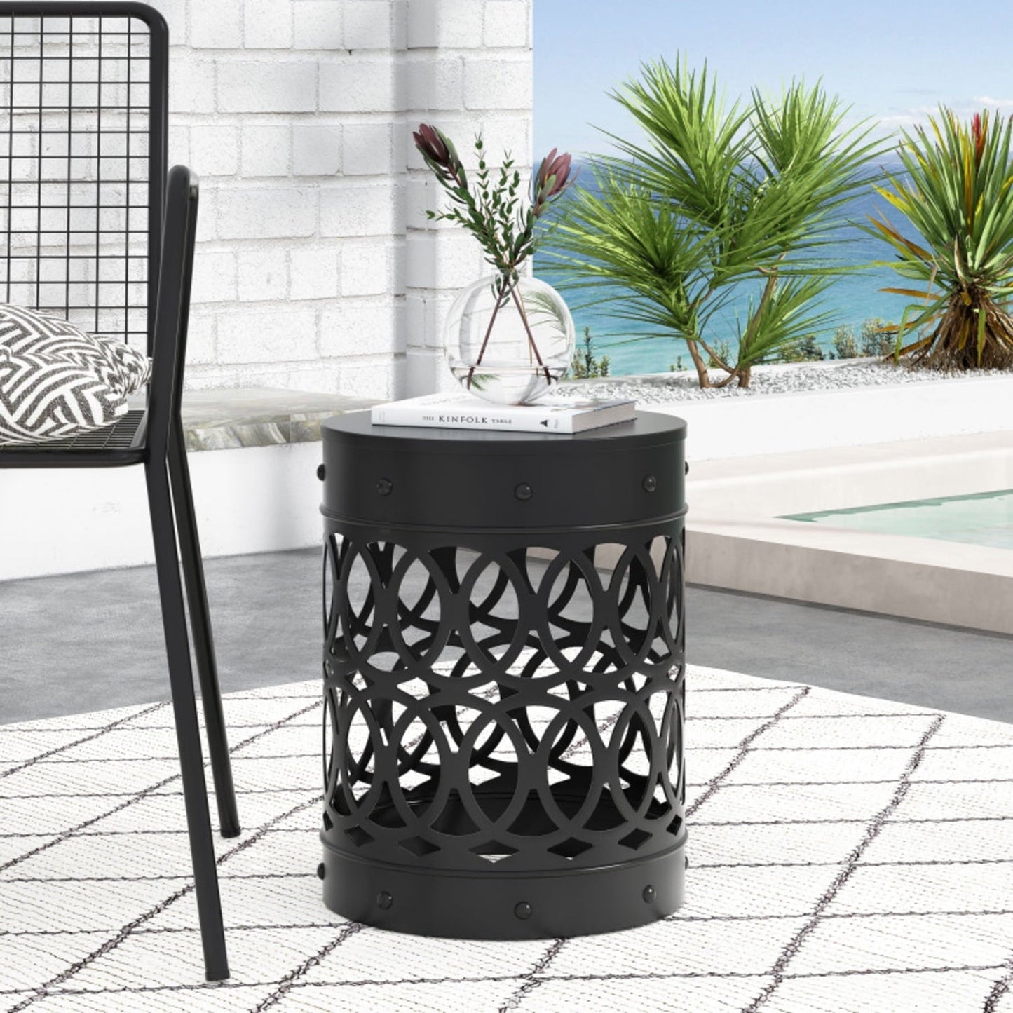 DIANJIE Outdoor Metal end Table Large