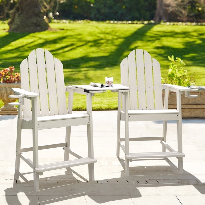 Dycanpo Tall Adirondack Chairs Set of 2,Patio Garden Eco-Friendly Chair with Cup Holder,White