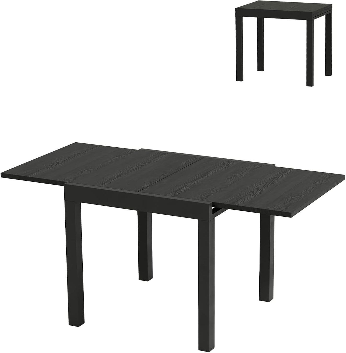 Expandable Outdoor Dining Table – 31"-63" Adjustable Patio Table for 4-6 People, Aluminum Frame with Wood Grain Finish, Ideal for Backyard and Deck, Grey