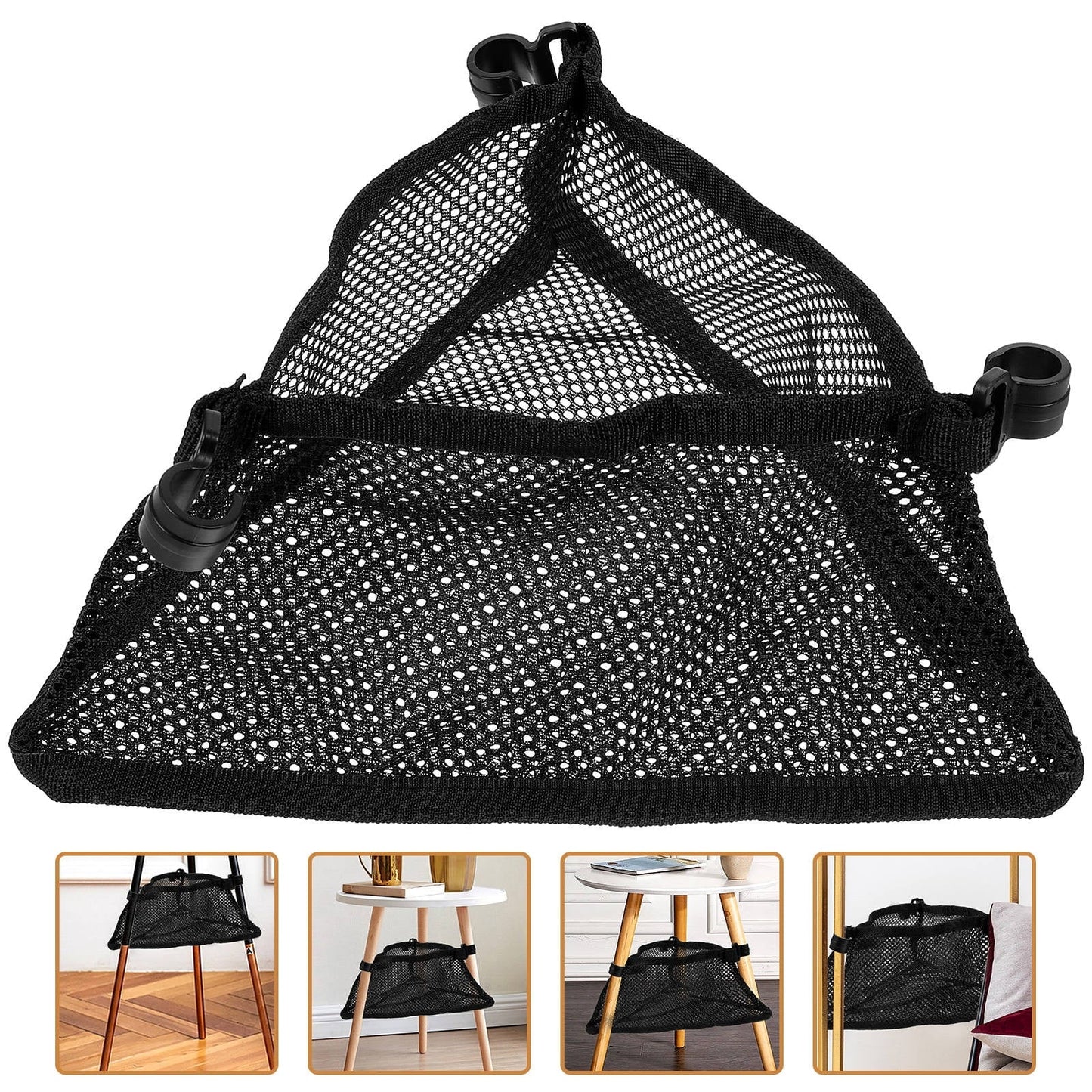 Pretyzoom Foldable Storage Basket for Table with Black Mesh Cloth 1Set