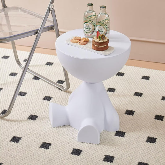 SENIURIS Circle Side Table, Waterproof & Durable Small Coffee Table, Versatile Accent Table for Living Room, Bedroom. (White)