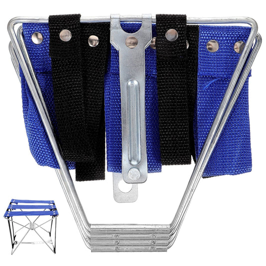 SEWCHICS Camping Folding Stool Rectangular Blue Metal Fabric 1Pack