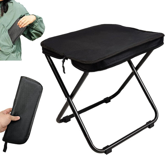 ShengVisions Ultralight 13" Collapsible Camping Stool - 1.3lb Portable Folding Chair w/Carry Bag, Supports 300lbs - Perfect for Hiking, Fishing, Outdoor Adventures (Black)