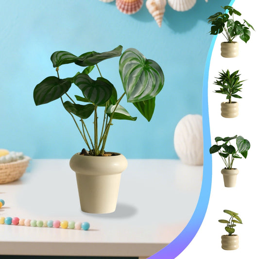 Wzzjkit Small Fake Plants Potted Artificial Plants Indoor for Shelf Desk Home Bathroom Living Room Coffee Table Decor, Outdoor Faux Plants