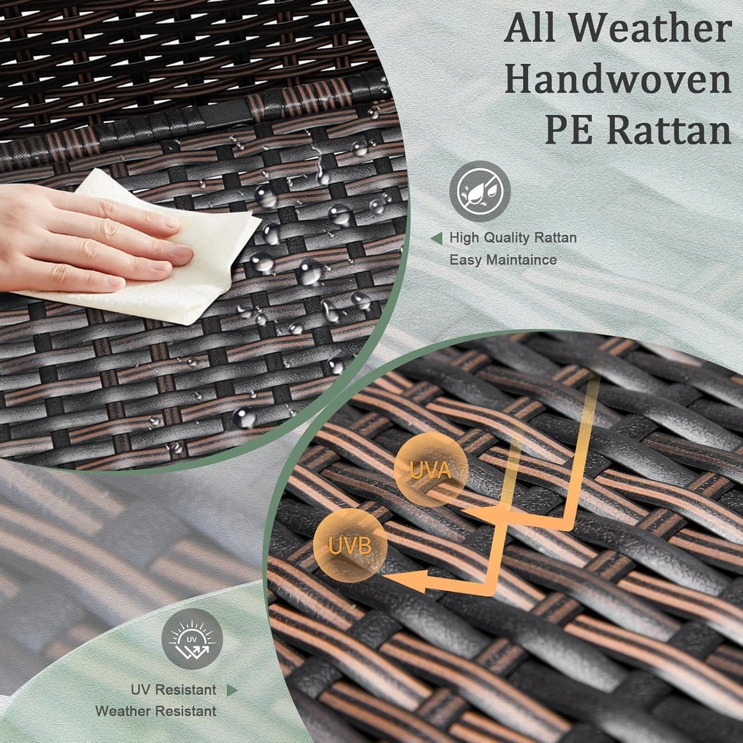 ETHFRF Outdoor Side Table with Storage, 27-Gallon Patio Deck Box Outdoor Wicker Side Table for Poolside Balcony Storage Table (Brown, Square)，Brown