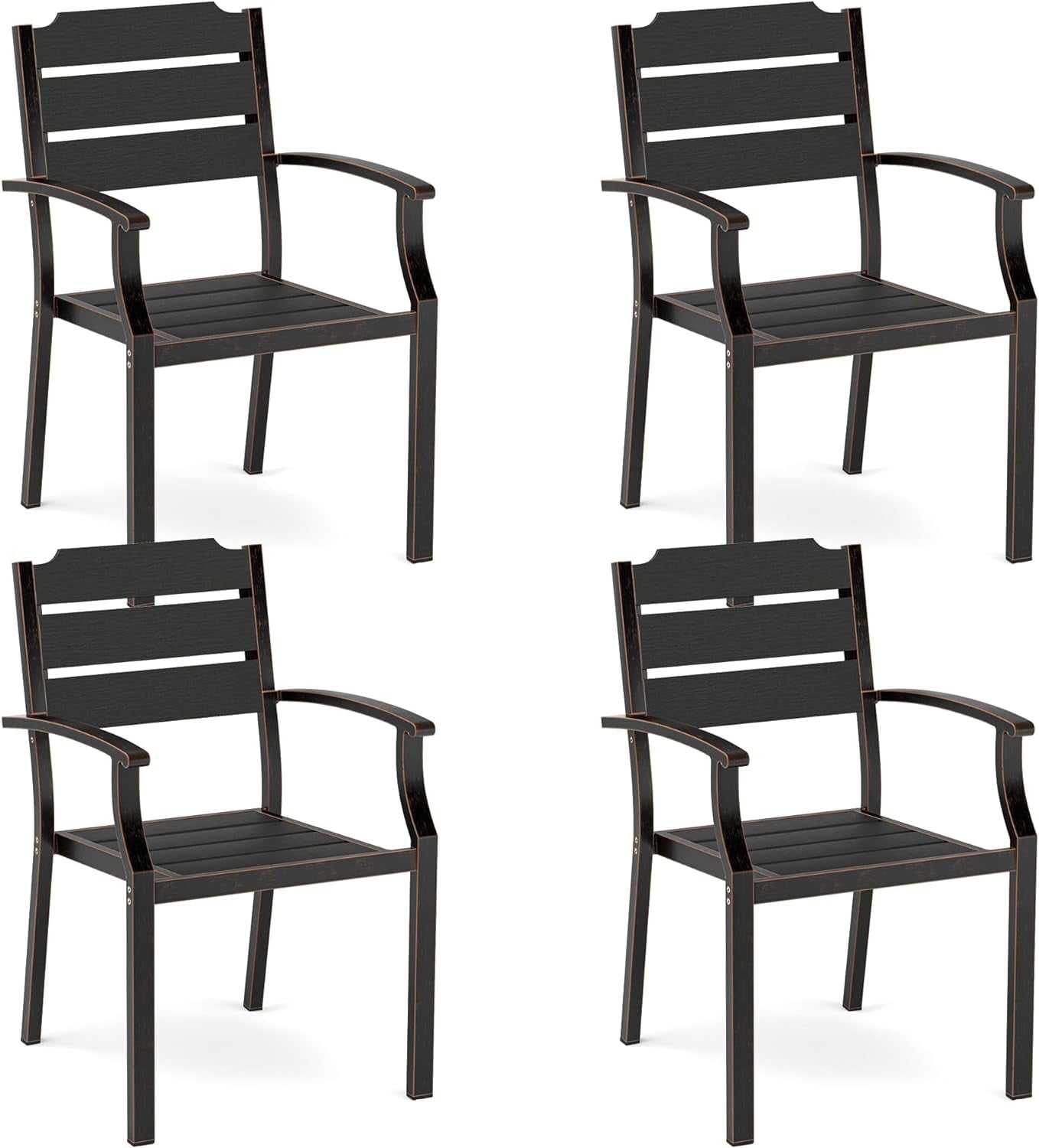 Dycanpo Outdoor Dining Chairs Set of 4,HDPS All-Weather Material Outdoor Chairs for Patio Lawn Garden, Black