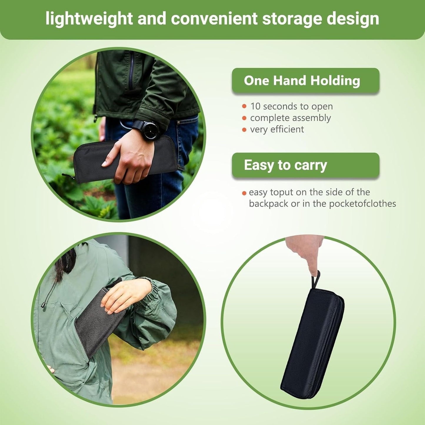ShengVisions Ultralight 13" Collapsible Camping Stool - 1.3lb Portable Folding Chair w/Carry Bag, Supports 300lbs - Perfect for Hiking, Fishing, Outdoor Adventures (Black)