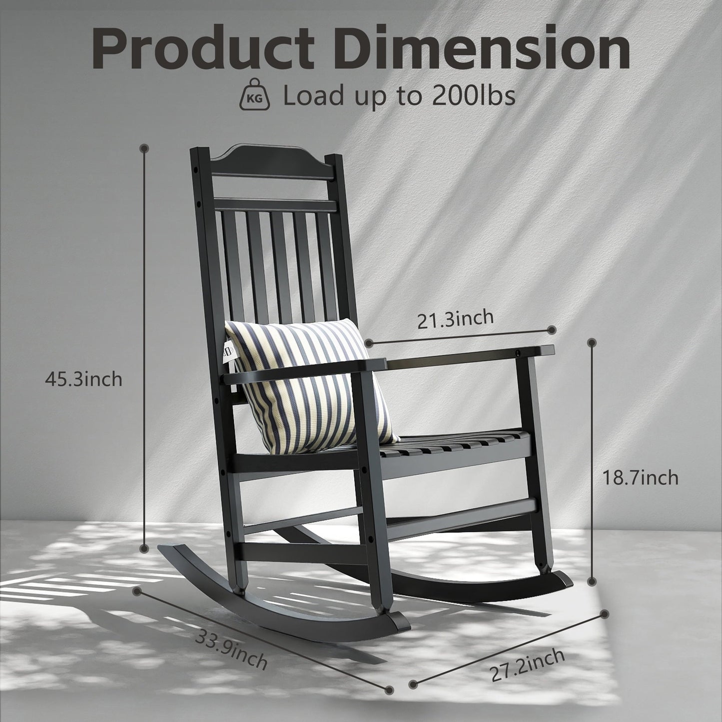 EasyUp Patio Rocking Chair Outdoor,Set of 1,Weather Resistant Poly Resin Oversized Porch Rocker,High Back Smooth Design,350lb Weight Capacity,Indoor Outdoor Use