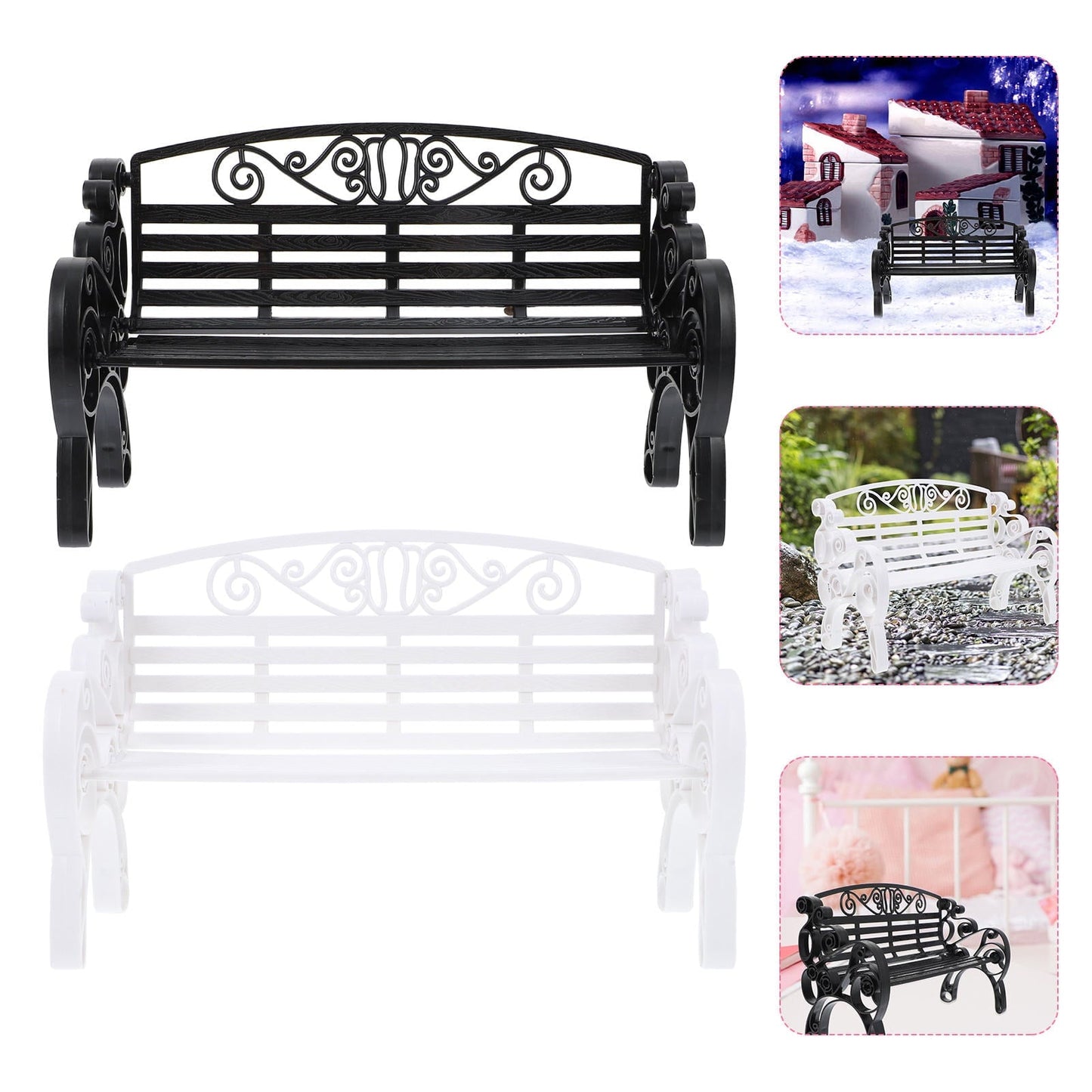 DEMACRIO Miniature Bench Ornamental 2Pack For Garden Ornament Indoor Decoration