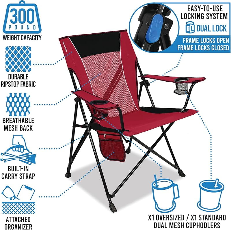 Dual Lock Folding Camp Chair - Versatile Sports Chair With Locks Position for Outdoors - Cayman Blue Iguana