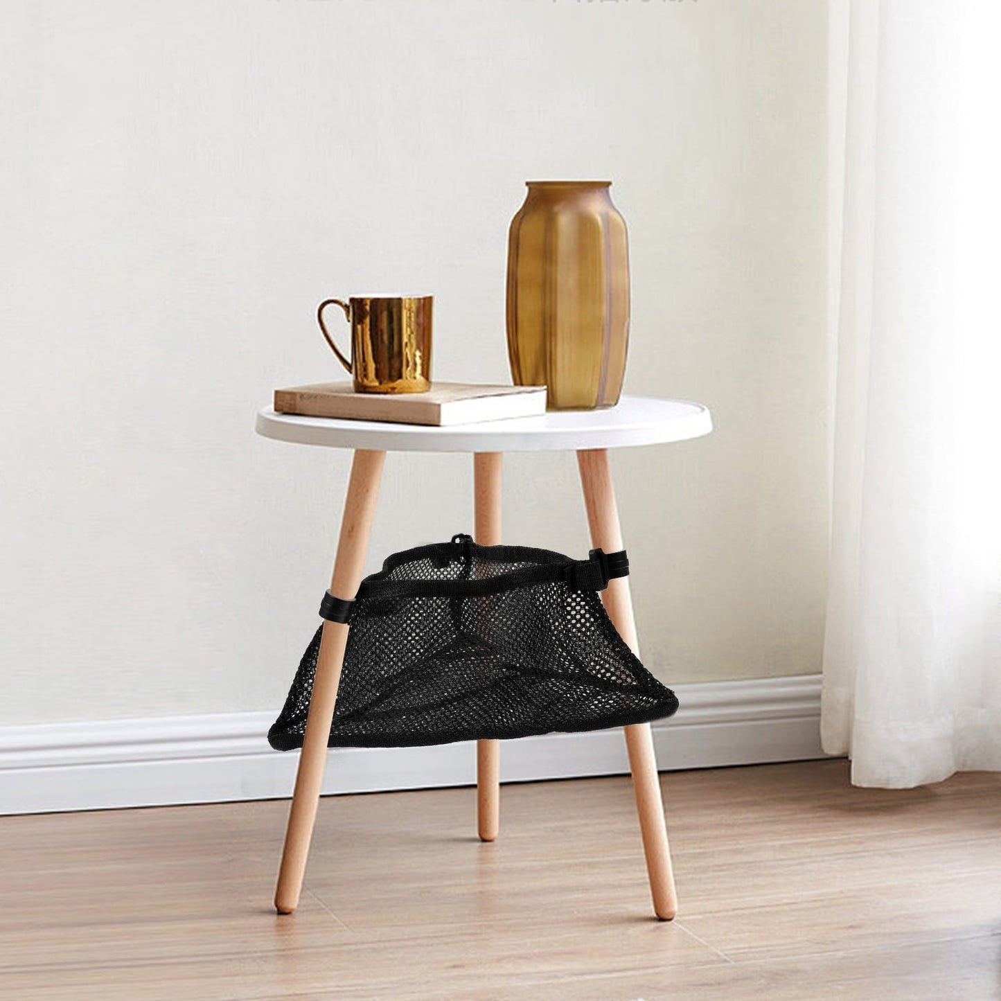 Pretyzoom Foldable Storage Basket for Table with Black Mesh Cloth 1Set